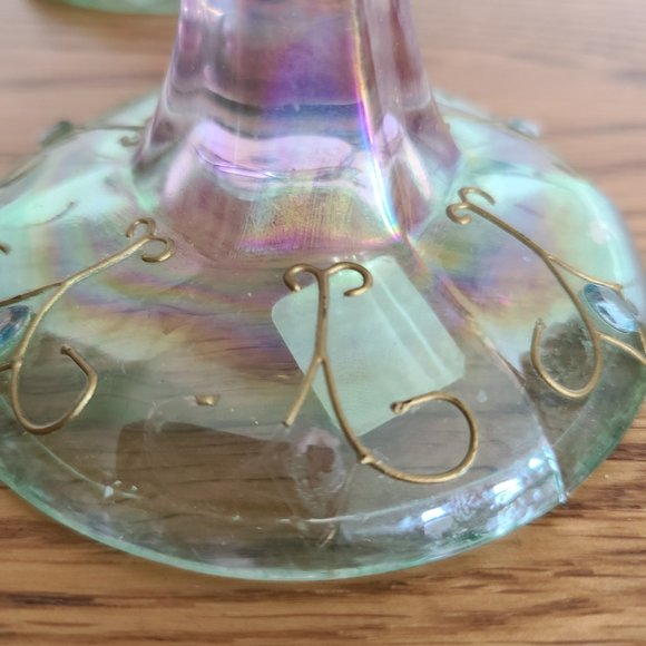 PartyLite Mardi Gras Colorful Tapered Candlestick Holder Pair Set of Two 5" Tall - Picture 9 of 17